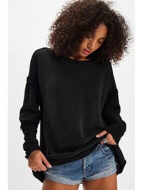 Free People Midnight Drift Pullover Tunic Top Dual-Textured Oversized Back Cut S